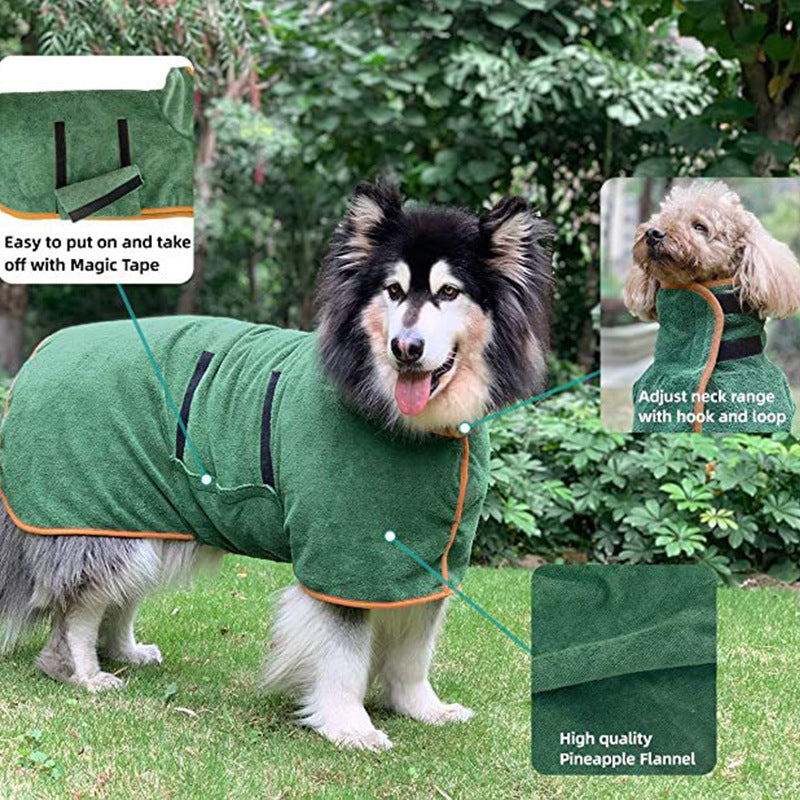 Dog drying coat shown on a medium breed dog