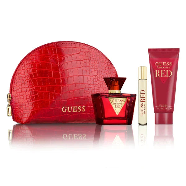 Guess Red for women Eau de Toilette 75ml gift set with travel spray and body lotion
