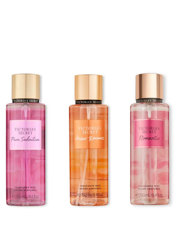 Victoria's Secret Pack of 3 Body Mist Pure Seduction + Bare Vanilla + Romantic 250ml Each